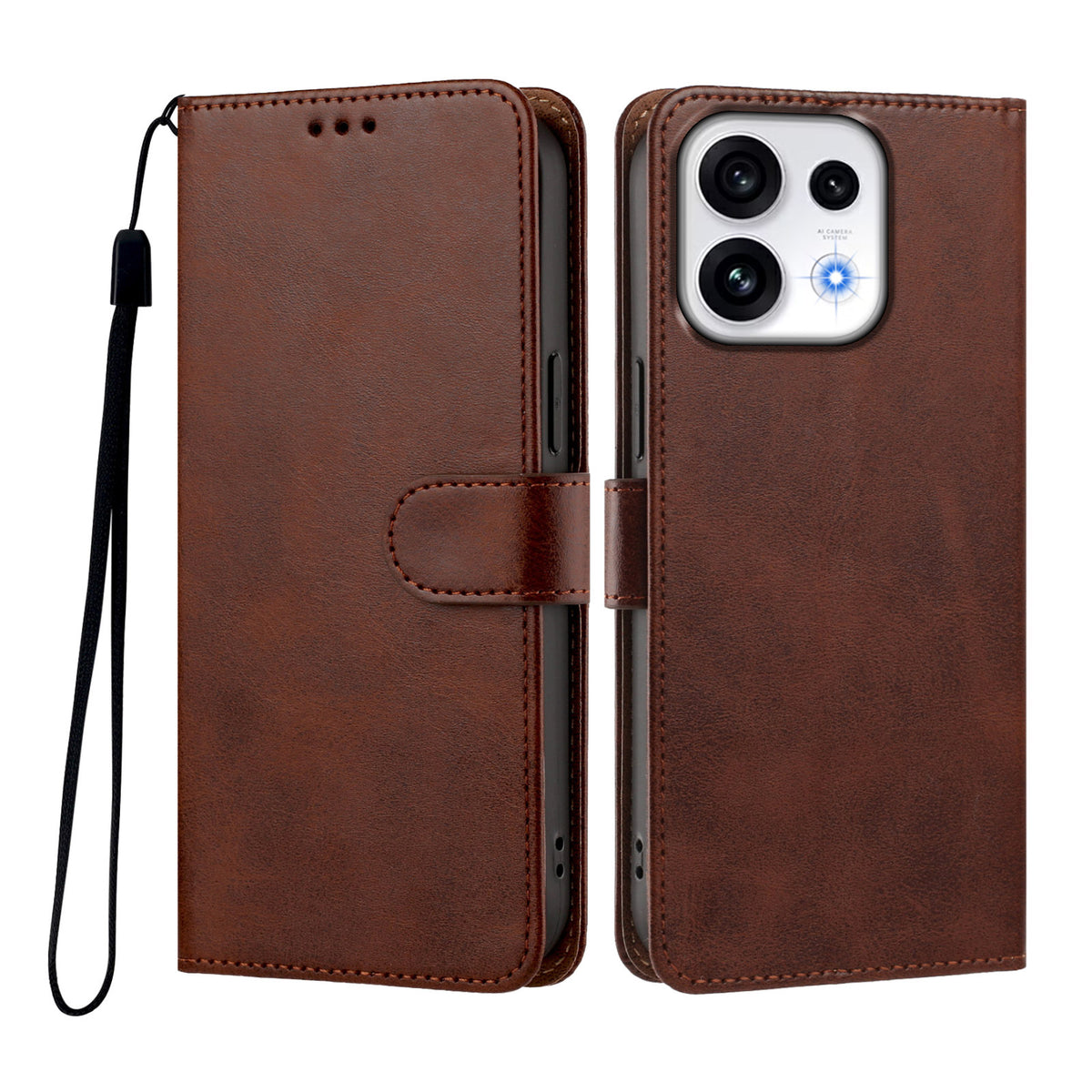 For Oppo Reno16 Pro 5G (Global) / Oppo Reno16 5G (China) / Oppo Reno16 5G (Global) Case Wallet Flip Stand PU Leather Phone Cover with Wrist Strap