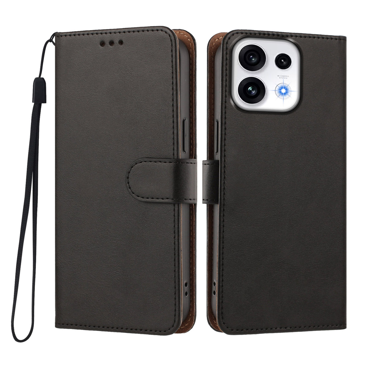 For Oppo Reno16 Pro 5G (Global) / Oppo Reno16 5G (China) / Oppo Reno16 5G (Global) Case Wallet Flip Stand PU Leather Phone Cover with Wrist Strap