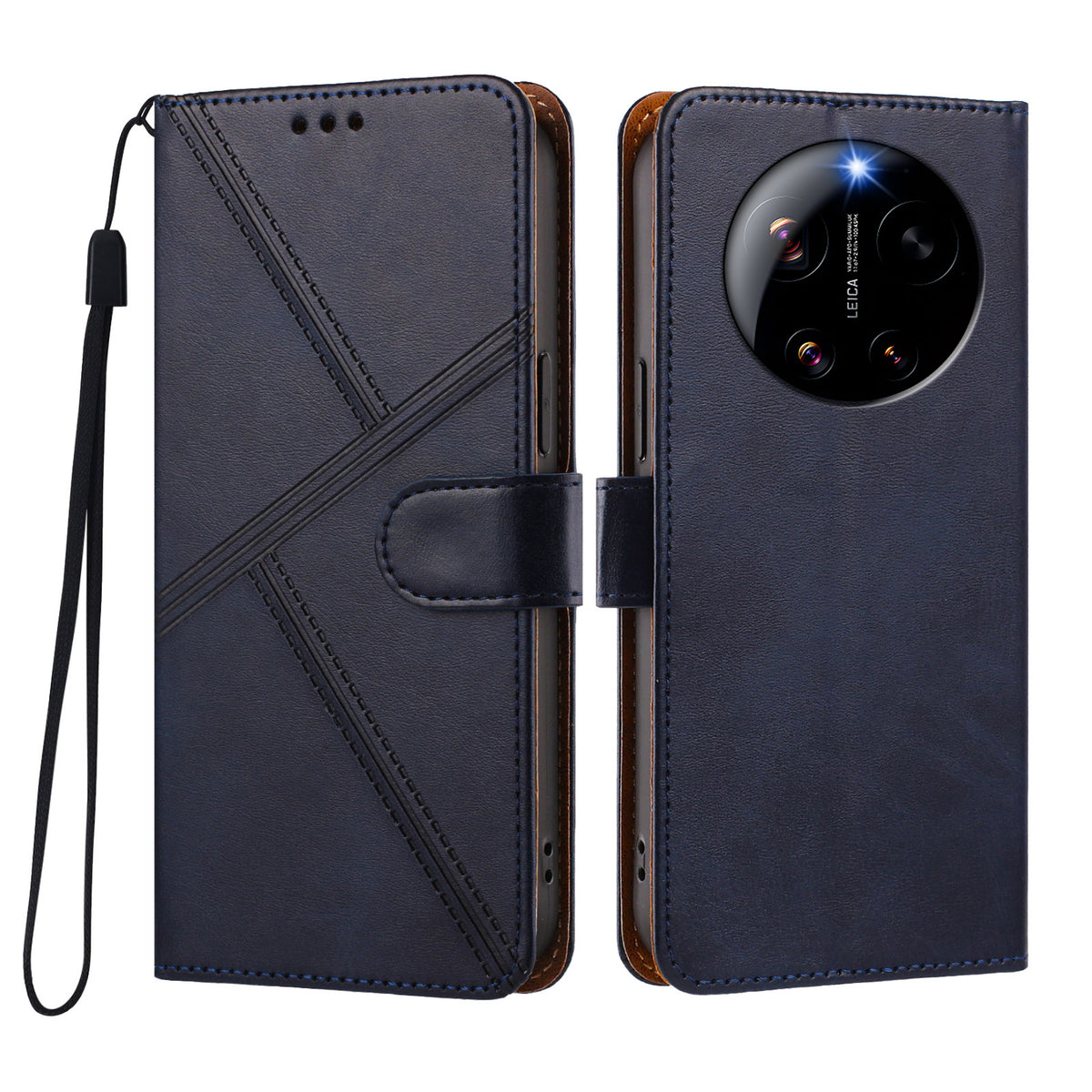 For Xiaomi 17 Ultra 5G Case Diamond Stitch PU Leather Wallet Flip Phone Cover with Wrist Strap