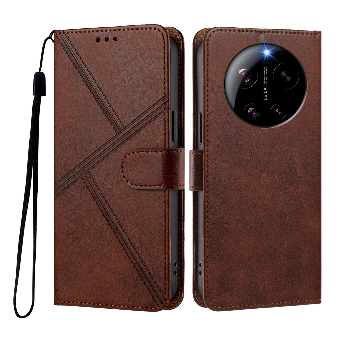 For Xiaomi 17 Ultra 5G Case Diamond Stitch PU Leather Wallet Flip Phone Cover with Wrist Strap