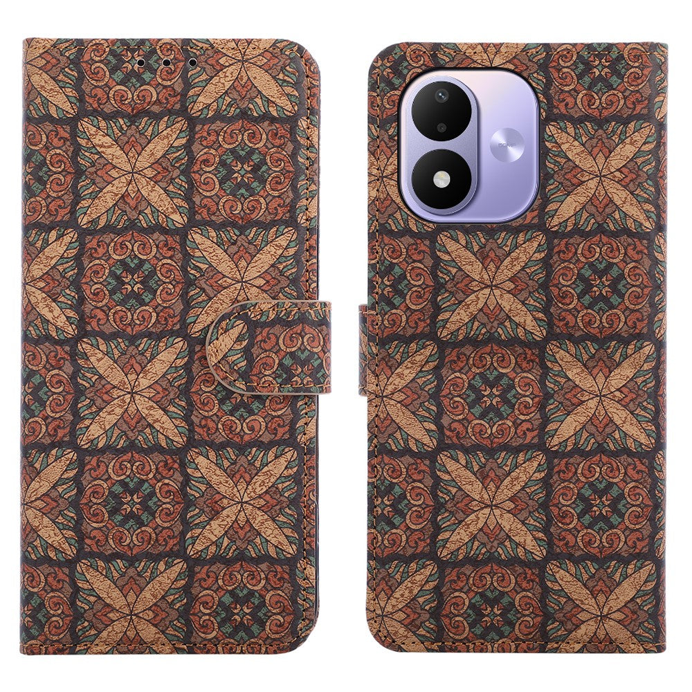 Xiaomi Redmi Note 17 4G (Global) / Note 17 5G (Global) / Note 17 (Indien/Kina) 5G-læderpungcover, boheme-mobilcover i TPU og PU med stativ