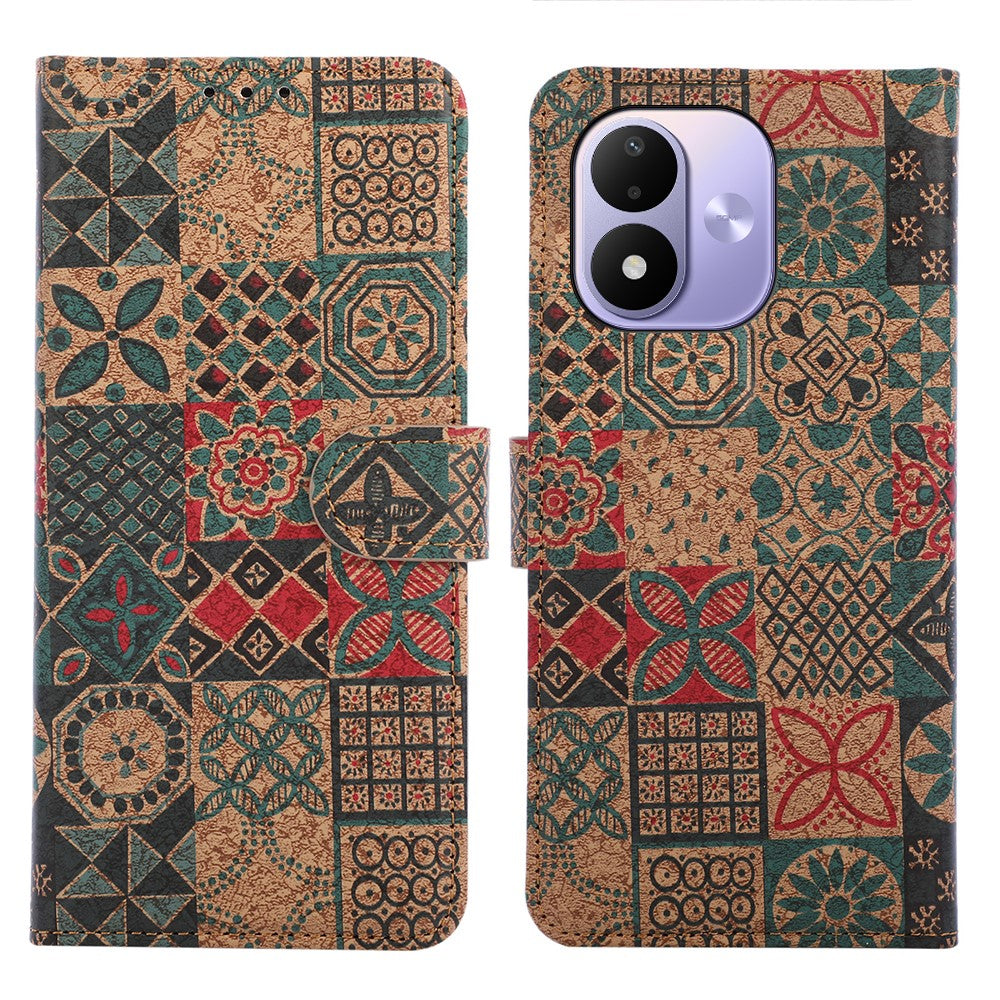 Xiaomi Redmi Note 17 4G (Global) / Note 17 5G (Global) / Note 17 (Indien/Kina) 5G-læderpungcover, boheme-mobilcover i TPU og PU med stativ