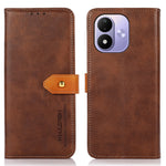 KHAZNEH til Xiaomi Redmi Note 17 4G (Global) / Note 17 5G (Global) / Note 17 (Indien/Kina) 5G-pung med guldfarvet magnetisk spænde, koskindstekstur, læder-flipcover med stativ