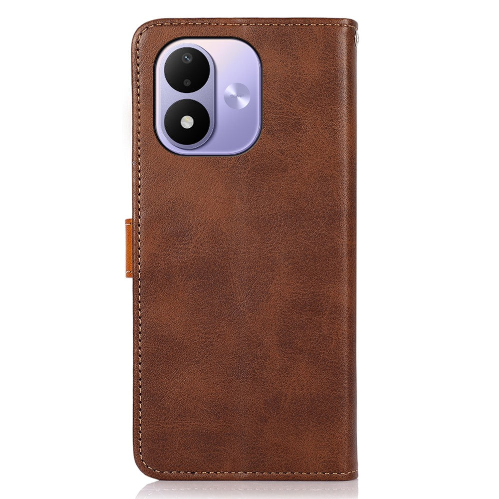 KHAZNEH För Xiaomi Redmi Note 17 4G (Global) / Note 17 5G (Global) / Note 17 (Indien/Kina) 5G Plånboksfodral Guld Magnetiskt Spänne Kohudstruktur Läder Flip Stativ mobilskal