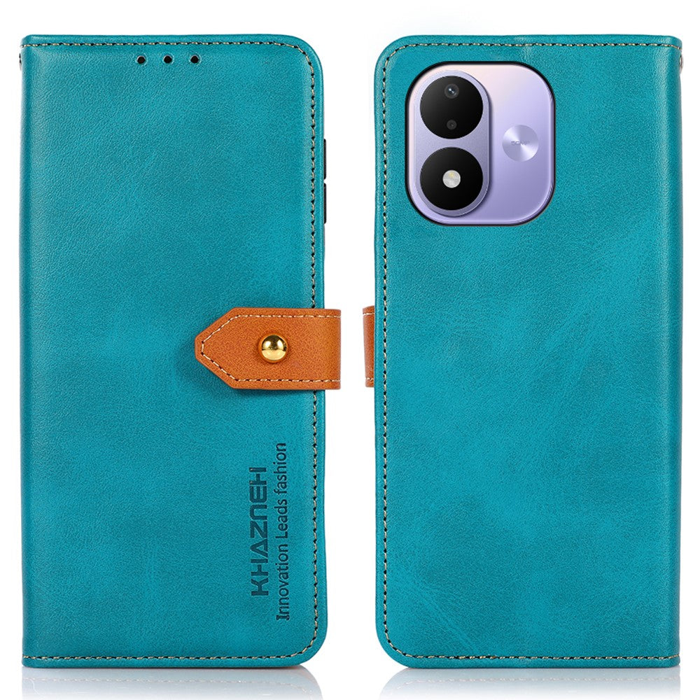 KHAZNEH til Xiaomi Redmi Note 17 4G (Global) / Note 17 5G (Global) / Note 17 (Indien/Kina) 5G-pung med guldfarvet magnetisk spænde, koskindstekstur, læder-flipcover med stativ
