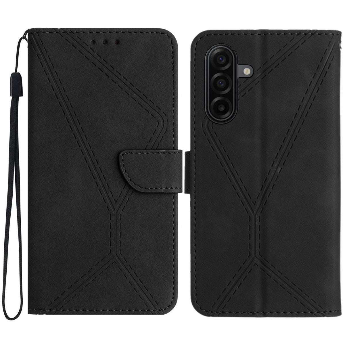 For Samsung Galaxy S26+ Case Skin Touch Lines Imprinted PU Leather Flip Phone Cover