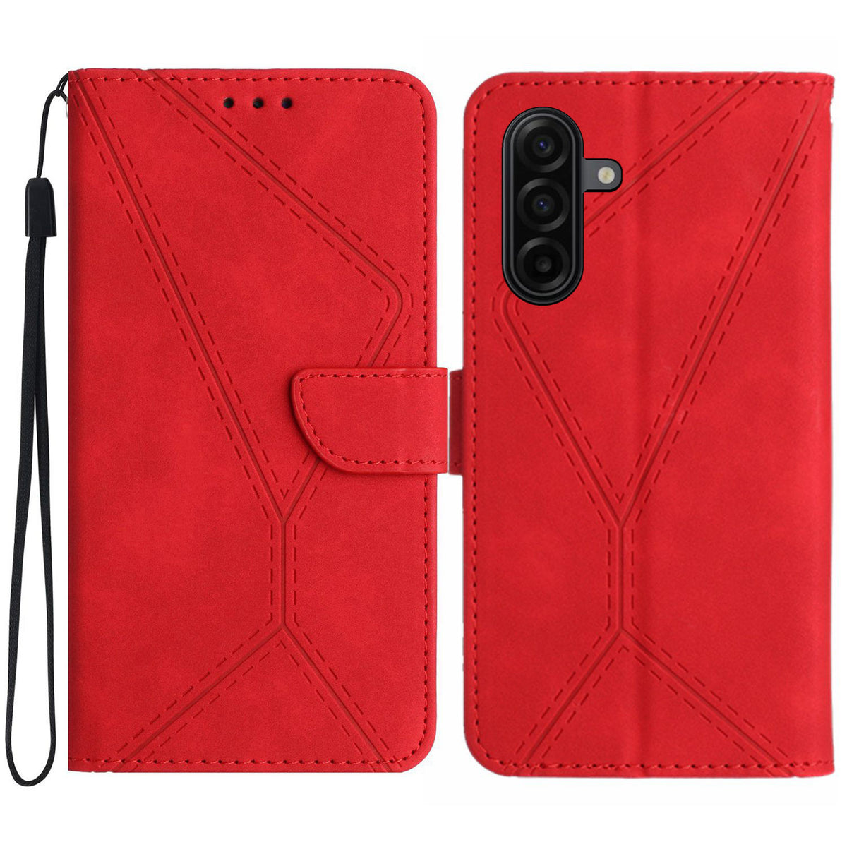 For Samsung Galaxy S26+ Case Skin Touch Lines Imprinted PU Leather Flip Phone Cover