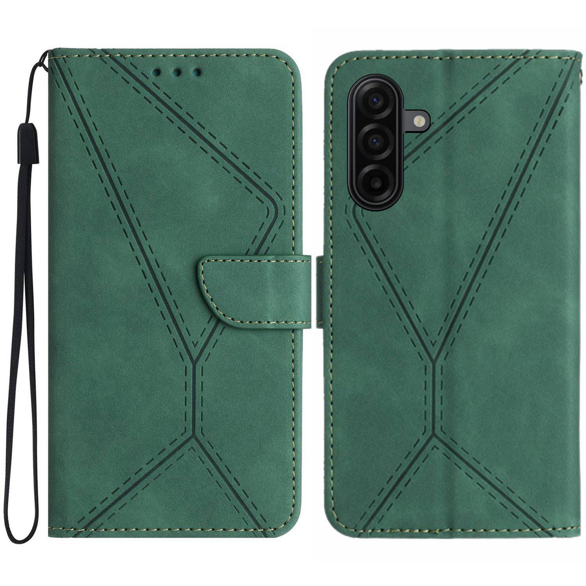 For Samsung Galaxy S26+ Case Skin Touch Lines Imprinted PU Leather Flip Phone Cover