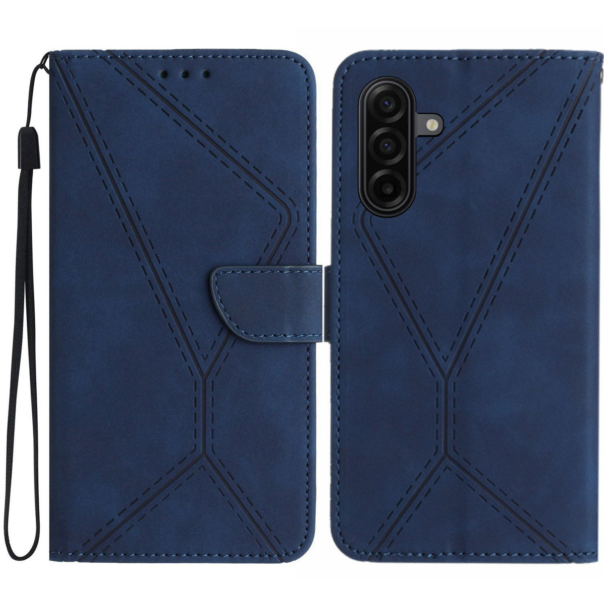 For Samsung Galaxy S26+ Case Skin Touch Lines Imprinted PU Leather Flip Phone Cover