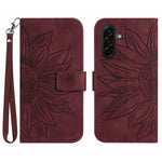 For Samsung Galaxy S26+ Case Sunflower Imprint Leather Wallet Phone Cover with Wrist Strap