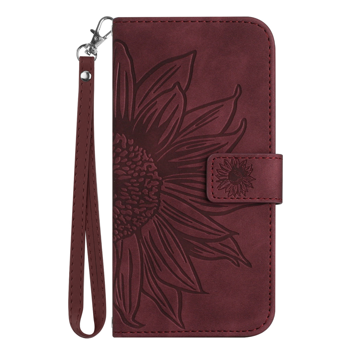 For Samsung Galaxy S26+ Case Sunflower Imprint Leather Wallet Phone Cover with Wrist Strap