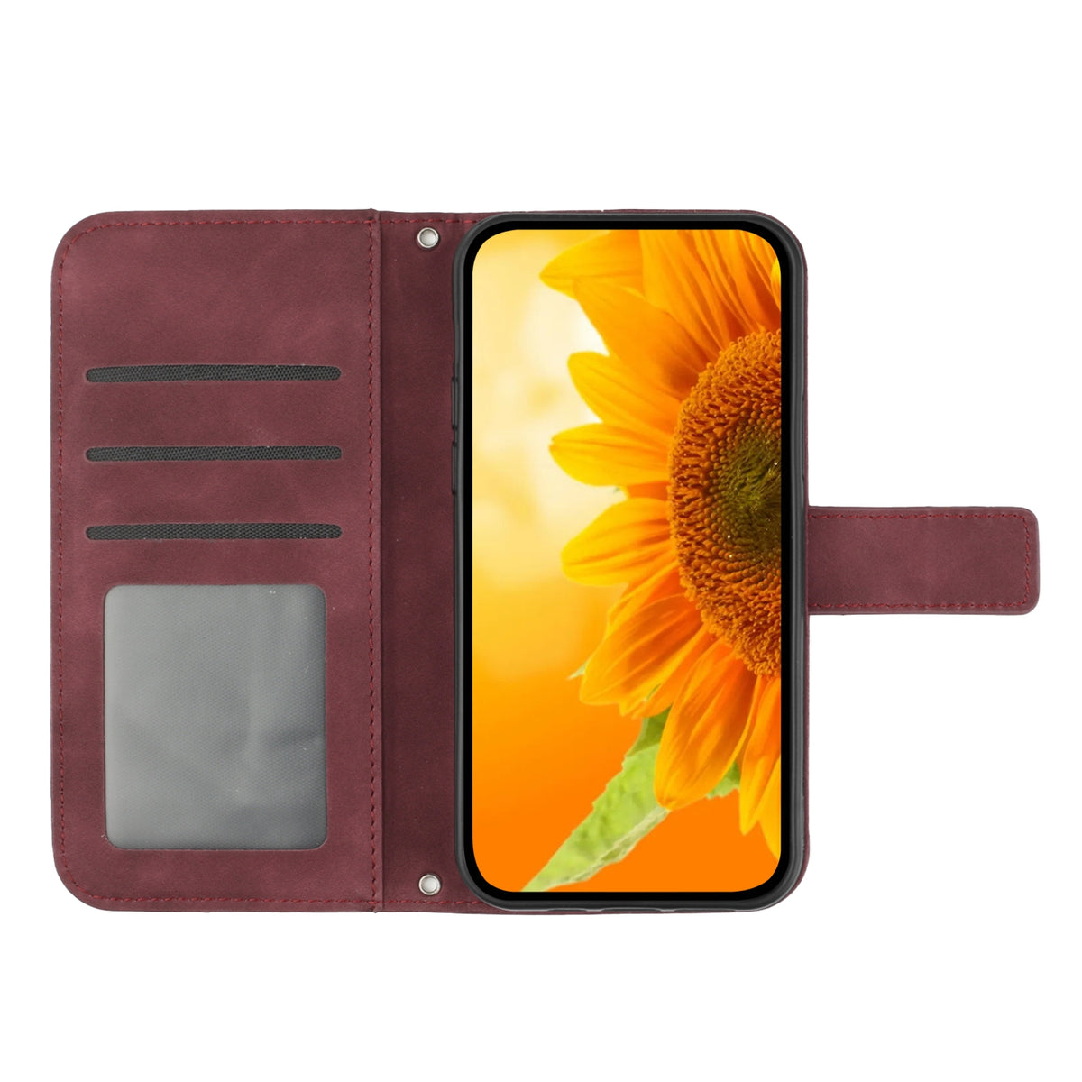 For Samsung Galaxy S26+ Case Sunflower Imprint Leather Wallet Phone Cover with Wrist Strap