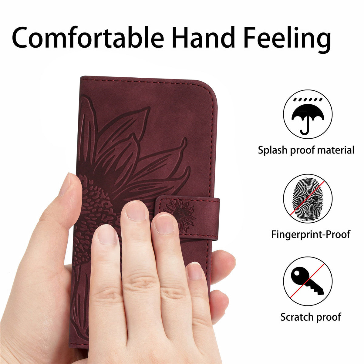 For Samsung Galaxy S26+ Case Sunflower Imprint Leather Wallet Phone Cover with Wrist Strap