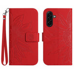 For Samsung Galaxy S26+ Case Sunflower Imprint Leather Wallet Phone Cover with Wrist Strap