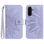 For Samsung Galaxy S26+ Case Sunflower Imprint Leather Wallet Phone Cover with Wrist Strap
