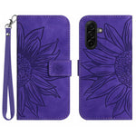For Samsung Galaxy S26+ Case Sunflower Imprint Leather Wallet Phone Cover with Wrist Strap