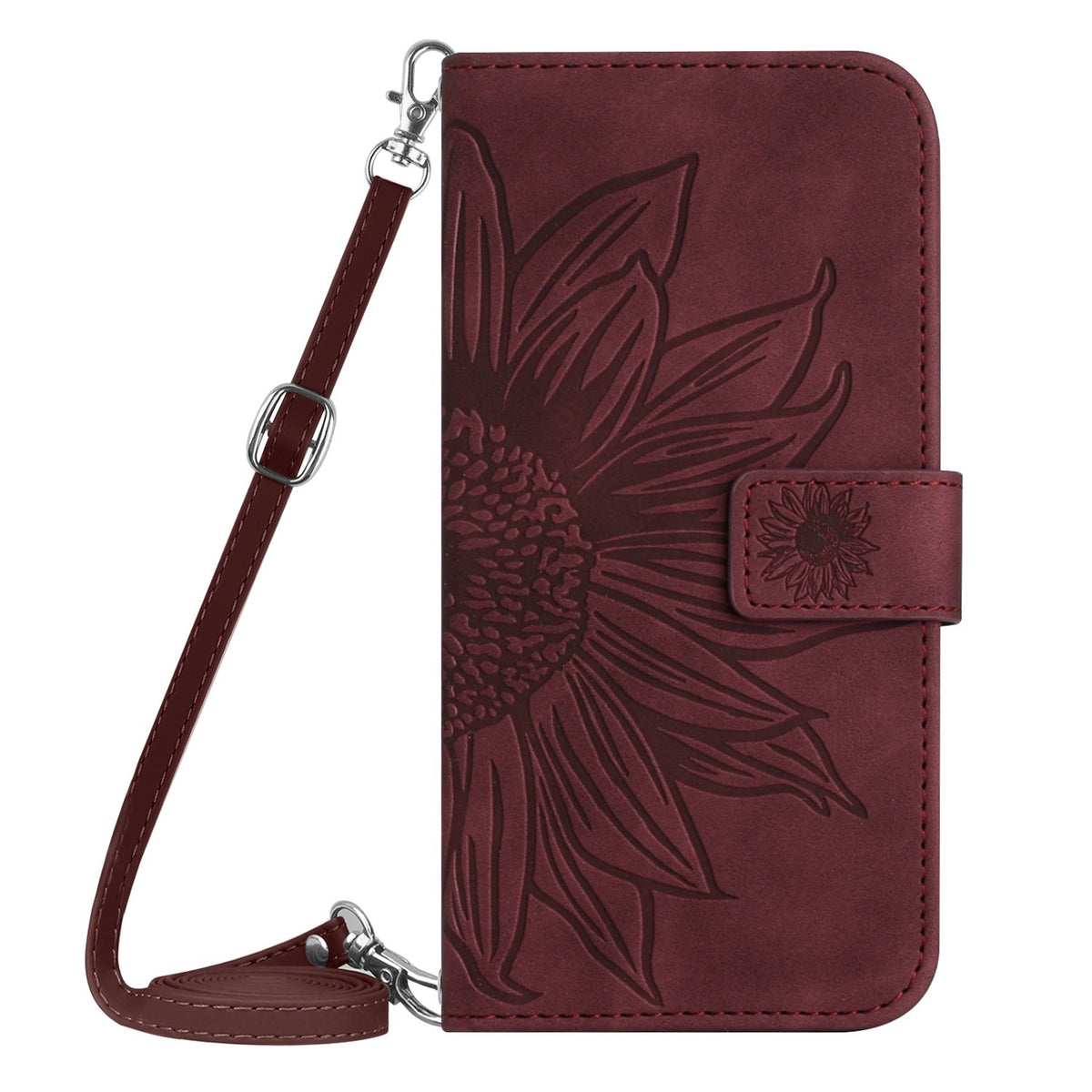 For Samsung Galaxy A27 5G Wallet Case Sunflower Imprinted  PU Leather Phone Stand Cover with Shoulder Strap