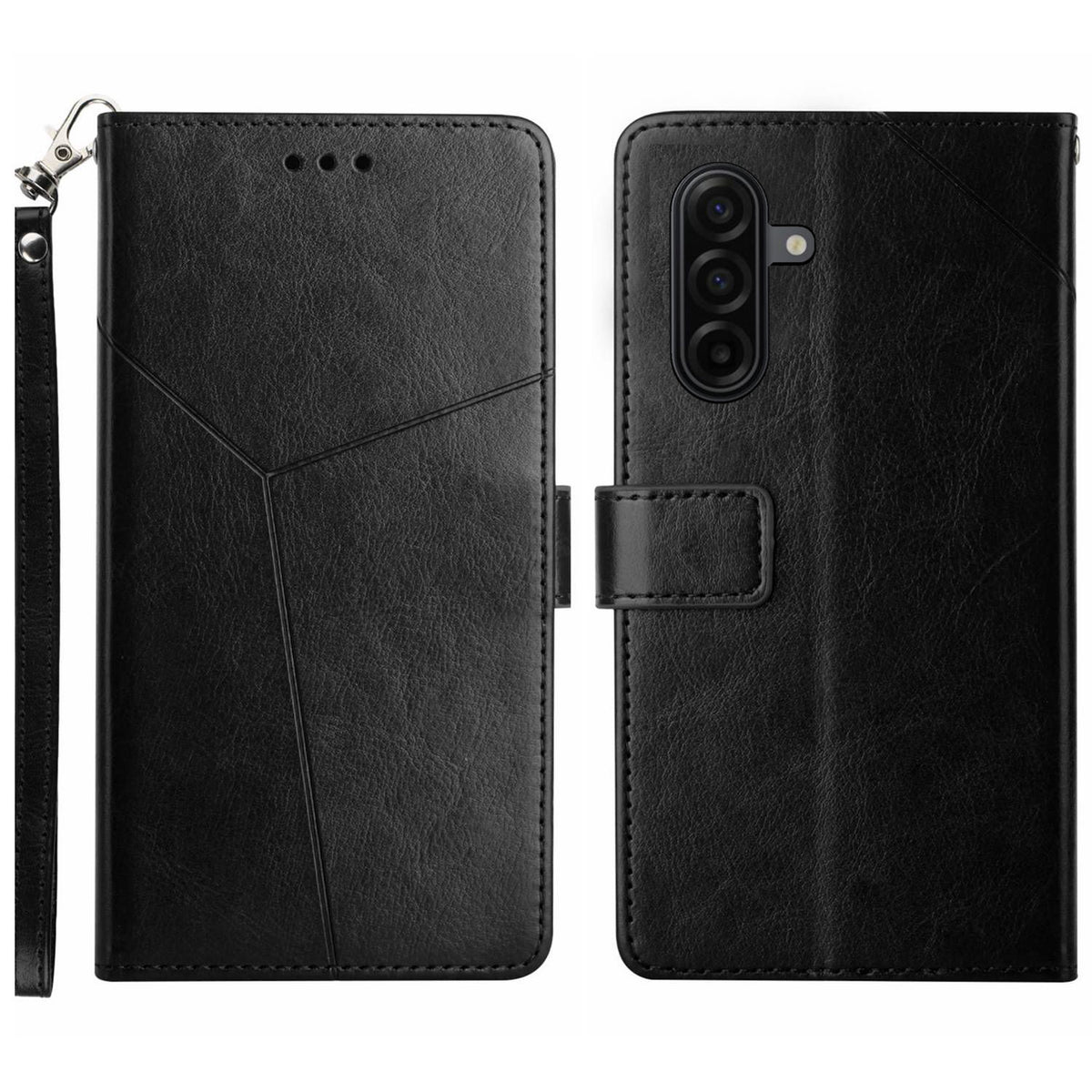 For Samsung Galaxy A27 5G Case Y Shaped Lines Imprint Leather Phone Cover