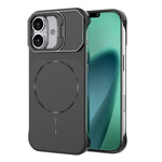 Til iPhone 16 Magnetisk Cover Linse Ramme Støtteben Mat PC Rammefrit Telefoncover