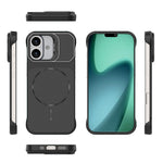Til iPhone 16 Magnetisk Cover Linse Ramme Støtteben Mat PC Rammefrit Telefoncover