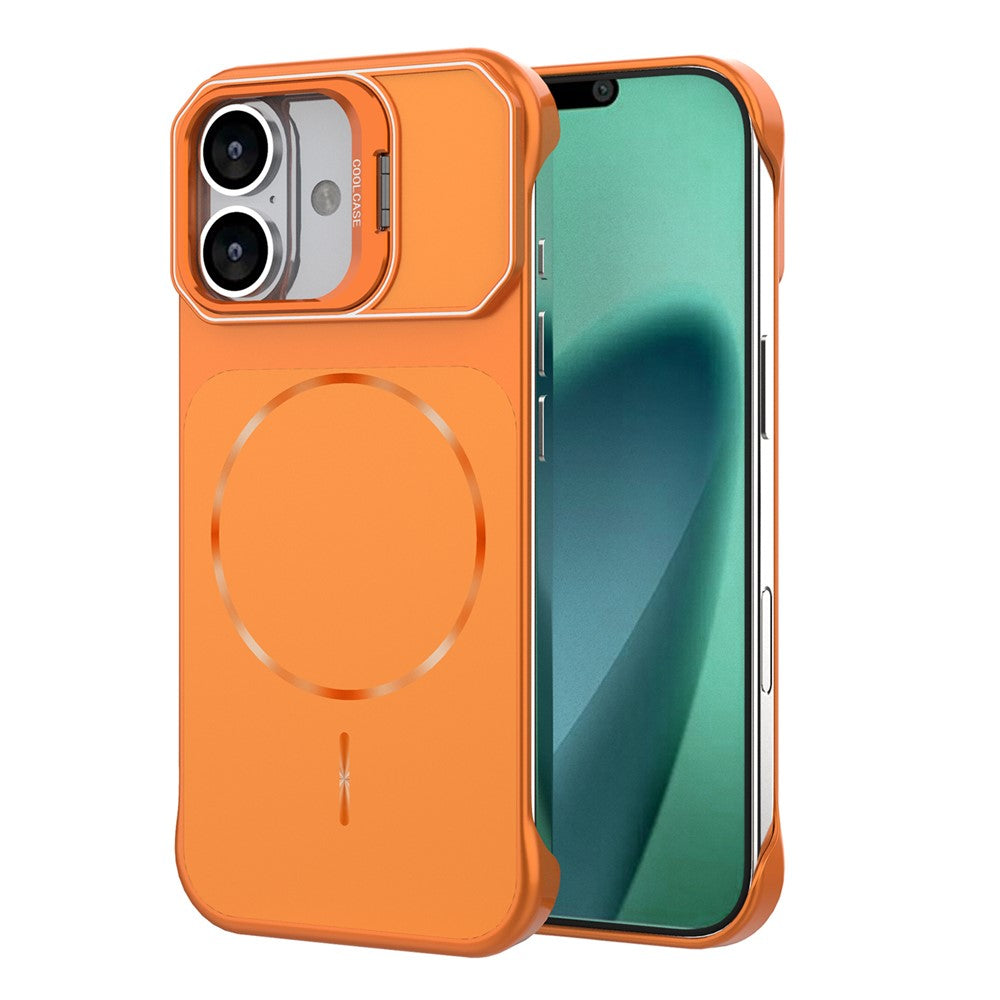 Til iPhone 16 Magnetisk Cover Linse Ramme Støtteben Mat PC Rammefrit Telefoncover