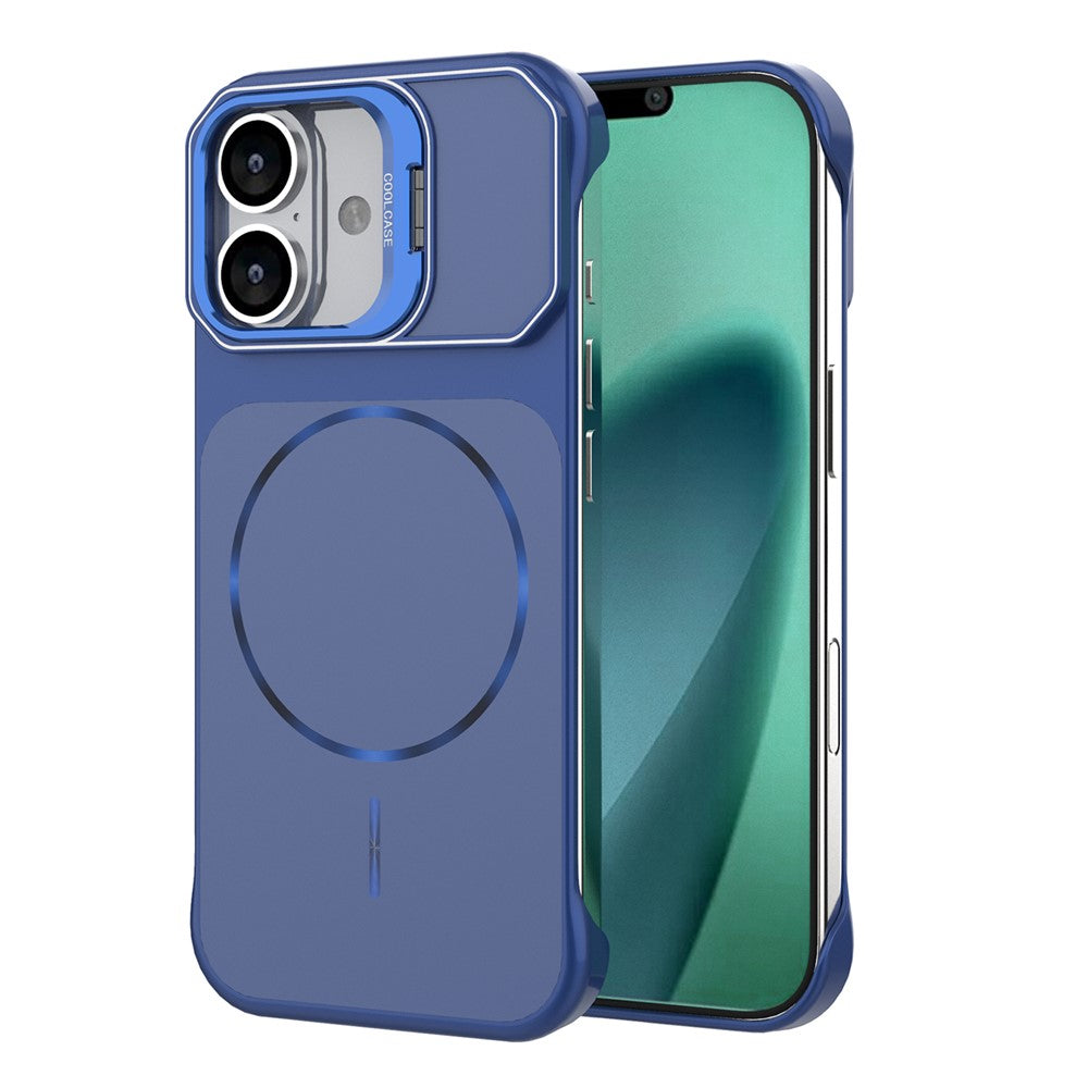 Til iPhone 16 Magnetisk Cover Linse Ramme Støtteben Mat PC Rammefrit Telefoncover
