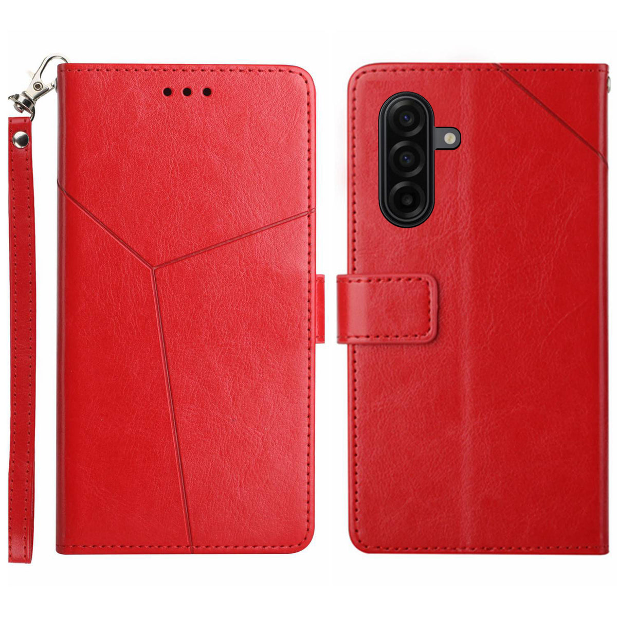 For Samsung Galaxy S26+ Case Y Shaped Lines Imprint Leather Phone Cover