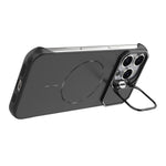 For iPhone 16 Pro Max Magnetic Case Lens Frame Kickstand Matte PC Frameless Phone Cover