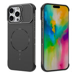For iPhone 16 Pro Max Magnetic Case Lens Frame Kickstand Matte PC Frameless Phone Cover
