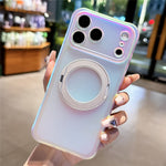 For iPhone 18 Pro / 17 Pro Case Rotating Magnetic Kickstand Iridescent PC + TPU IMD Phone Cover