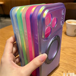 For iPhone 18 Pro / 17 Pro Case Rotating Magnetic Kickstand Iridescent PC + TPU IMD Phone Cover