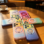 For iPhone 18 Pro / 17 Pro Case Rotating Magnetic Kickstand Iridescent PC + TPU IMD Phone Cover