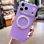 For iPhone 18 Pro / 17 Pro Case Rotating Magnetic Kickstand Iridescent PC + TPU IMD Phone Cover