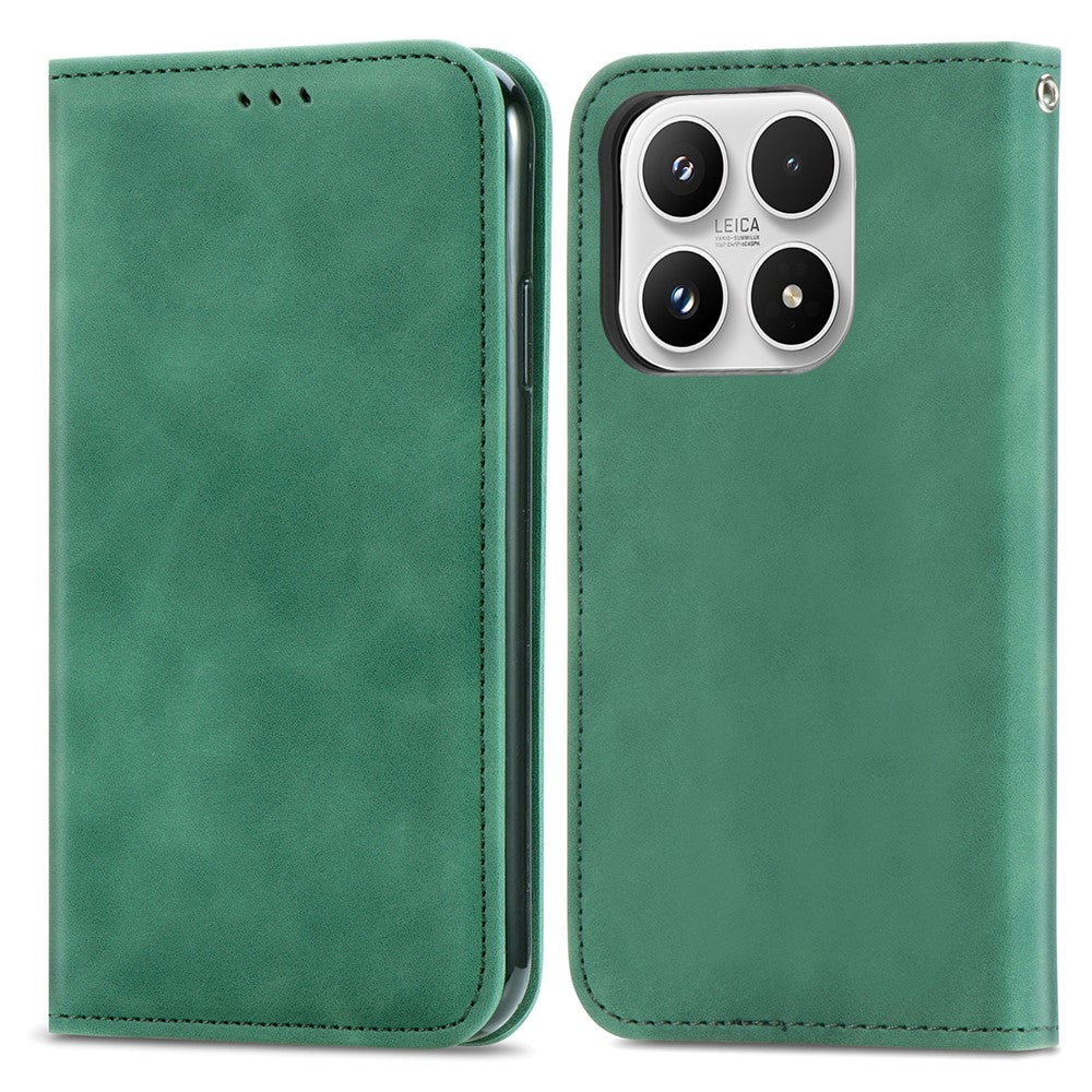 Läderfodral för Xiaomi 17 Max med korthållare, magnetiskt absorberande mobilfodral
