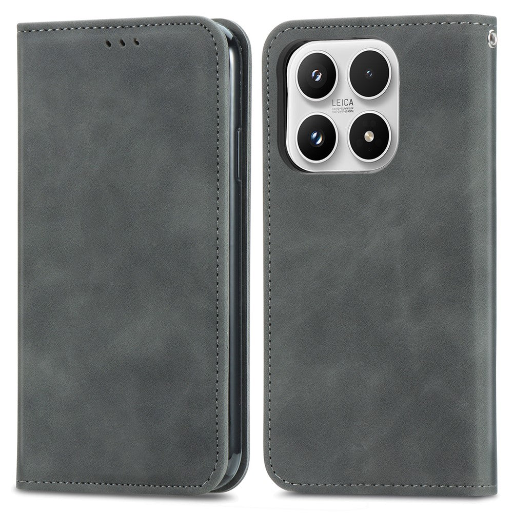 Läderfodral för Xiaomi 17 Max med korthållare, magnetiskt absorberande mobilfodral
