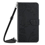 For Samsung Galaxy S26+ Case Butterfly Flower Imprint Leather Phone Cover with Shoulder Strap