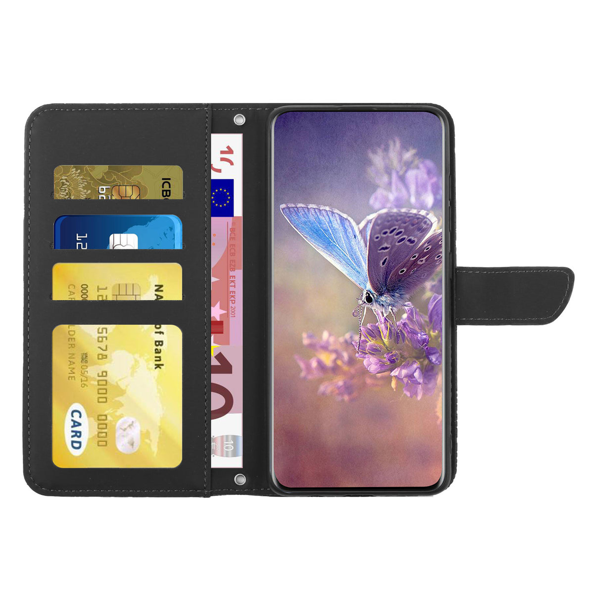 For Samsung Galaxy S26+ Case Butterfly Flower Imprint Leather Phone Cover with Shoulder Strap