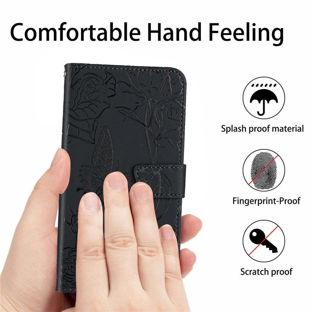 For Samsung Galaxy S26+ Case Butterfly Flower Imprint Leather Phone Cover with Shoulder Strap