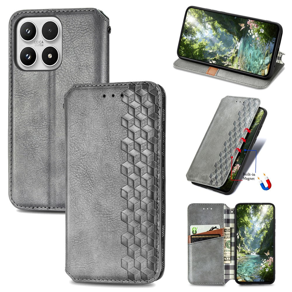 For Xiaomi 17 Max Case Rhombus Imprint PU Leather Wallet Phone Cover