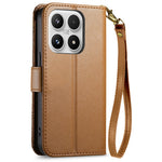 For Xiaomi 17 Max Case Floral Leaf Pattern Multi Card Slots Zipper Leather Phone Cover with Wrist Strap
