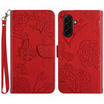 For Samsung Galaxy A27 5G Case with Wrist Strap Butterfly Flower Imprinted Leather Phone Cover