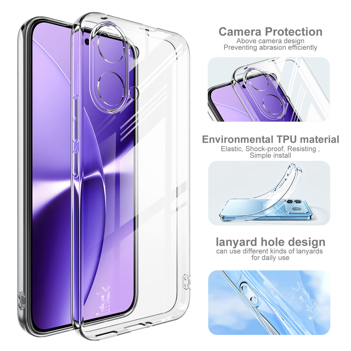 IMAK för Xiaomi Poco X8 Pro Max 5G / Xiaomi Redmi Turbo 5 Max 5G UX-5-serien genomskinligt mobilskal mjukt TPU-skyddande mobilskal - transparent