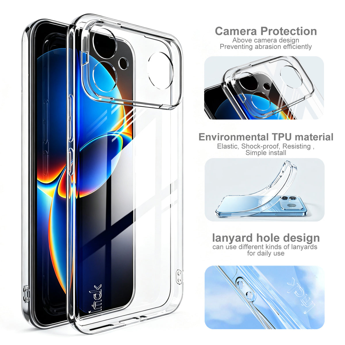 IMAK genomskinligt UX-5-mobilskal i mjukt TPU för Xiaomi Redmi K90 Max 5G / Xiaomi Redmi K90 Ultra 5G - skyddande mobilskal - genomskinligt
