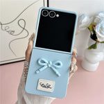 For Samsung Galaxy Z Flip7 5G Case 3D Bow Soft Touch Hard PC Phone Cover with Beaded Bracelet Strap