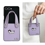 For Samsung Galaxy Z Flip7 5G Case Dachshund Pattern PU Leather + PC Protective Cover with Wrist Strap