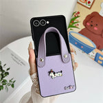 For Samsung Galaxy Z Flip7 5G Case Dachshund Pattern PU Leather + PC Protective Cover with Wrist Strap