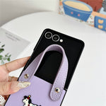 For Samsung Galaxy Z Flip7 5G Case Dachshund Pattern PU Leather + PC Protective Cover with Wrist Strap
