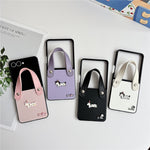 For Samsung Galaxy Z Flip7 5G Case Dachshund Pattern PU Leather + PC Protective Cover with Wrist Strap