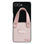 For Samsung Galaxy Z Flip7 5G Case Dachshund Pattern PU Leather + PC Protective Cover with Wrist Strap