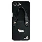 For Samsung Galaxy Z Flip7 5G Case Dachshund Pattern PU Leather + PC Protective Cover with Wrist Strap